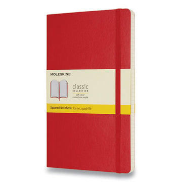 Moleskine® Classic Softcover Notebook, 1 Subject, Quadrille Rule, Scarlet Red Cover, 8.25 X 5 freeshipping - TVN Wholesale